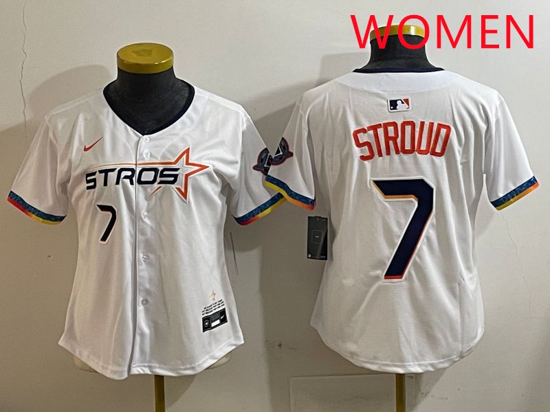 Women Houston Astros #7 Stroud White Fourth generation Joint Name Nike 2025 MLB Jersey style 5->women mlb jersey->Women Jersey